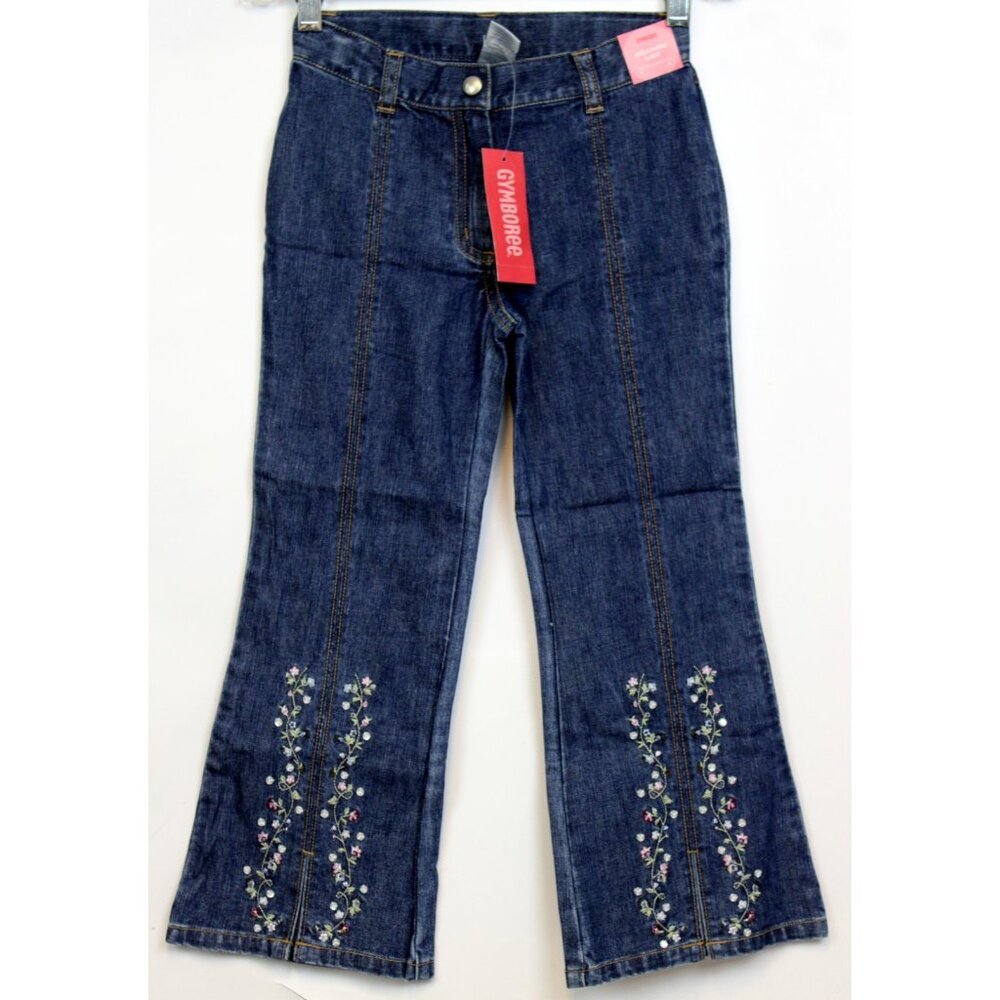 NWT 2005 Gymboree Winter Princess Denim Jeans Flowers Embroidered Straight Sz 5